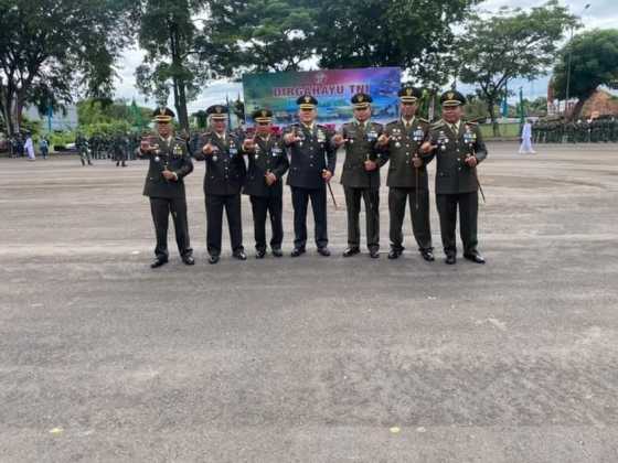 Danron 12/Serbu Hadiri Upacara Peringatan HUT TNI Ke-77 Tingkat Provinsi Lampung